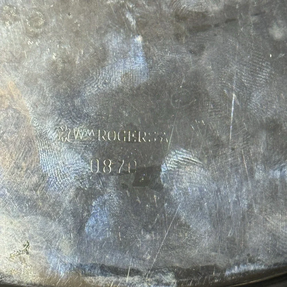 Vintage Wm Rogers MFG Co Silverplate Platter Serving Tray Ornate Engraving 0870